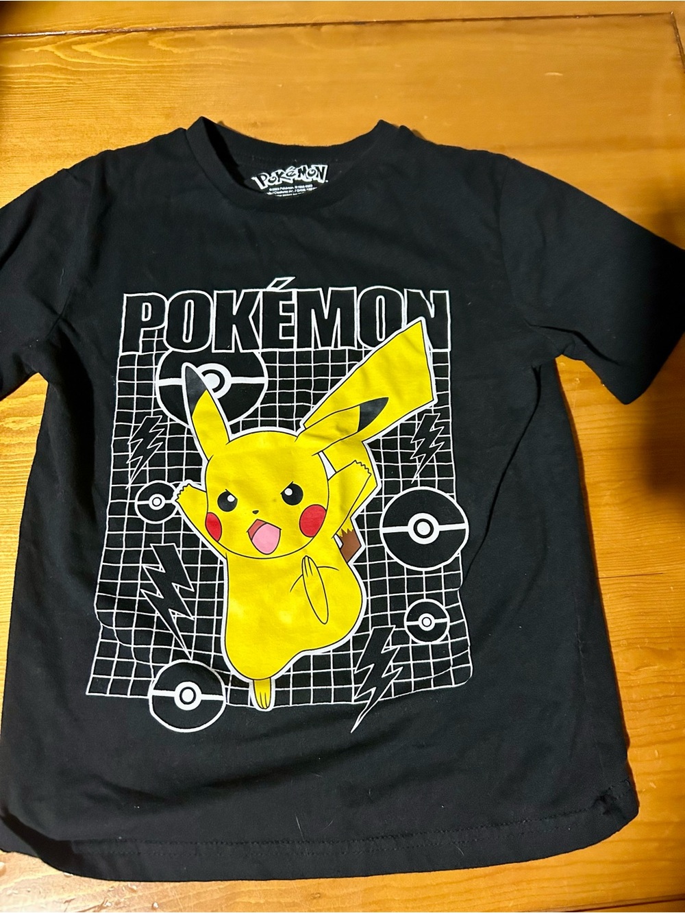 Pokemon Black Tee with Yellow Pikachu Graphic